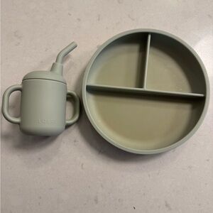 LALO Yoga Kids Silicone Plate and Cup Set - Green
